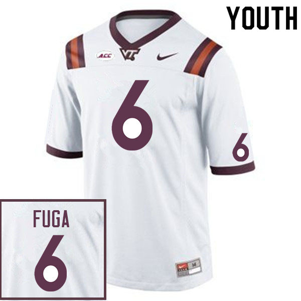 Youth #6 Josh Fuga Virginia Tech Hokies College Football Jerseys Sale-White